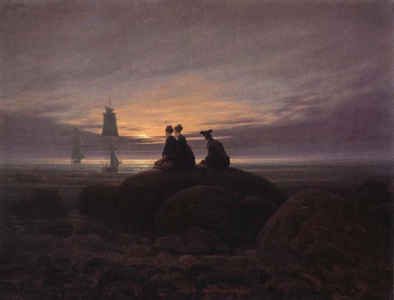 Caspar David Friedrich Moonsise over the Sea Germany oil painting art